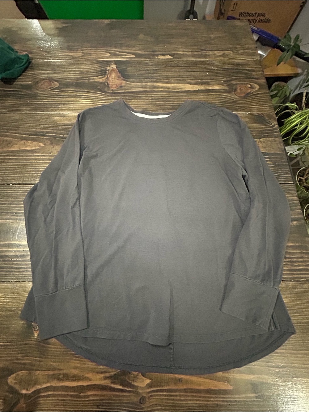 Women's Long Sleeve Crewneck Tee - Charcoal Gray